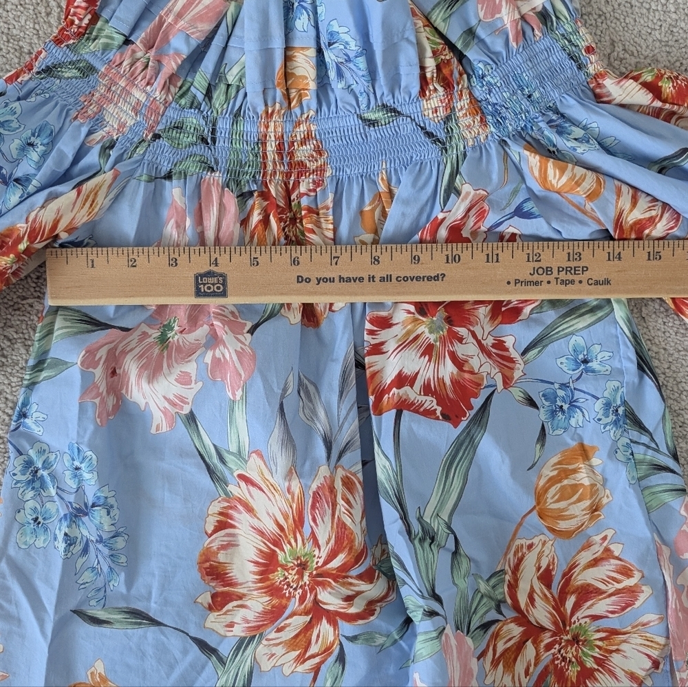 Christy Lynn Women Cotton Floral Printed Off The Shoulder Blouse Blue Size Small - Picture 8 of 10